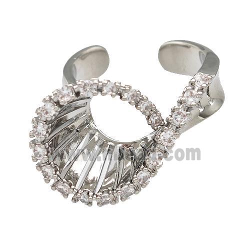 Copper Rings Pave Zircon Hollow Platinum Plated