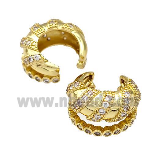 Copper Rings Pave Zircon Spiral Gold Plated