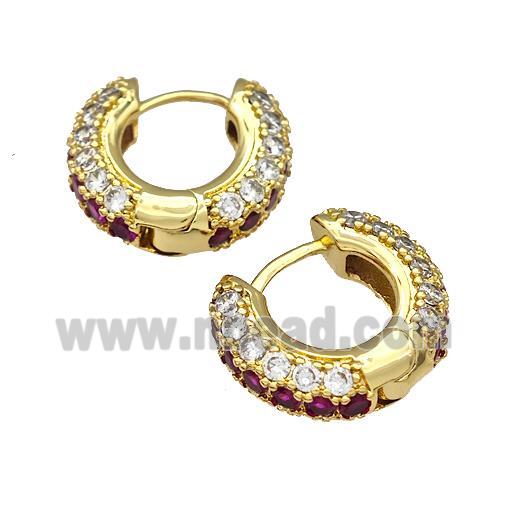 Copper Hoop Earring Micro Pave Zirconia Gold Plated