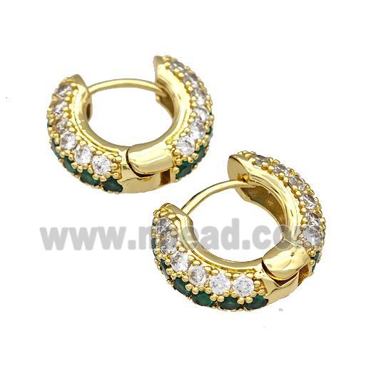 Copper Hoop Earring Micro Pave Zirconia Gold Plated