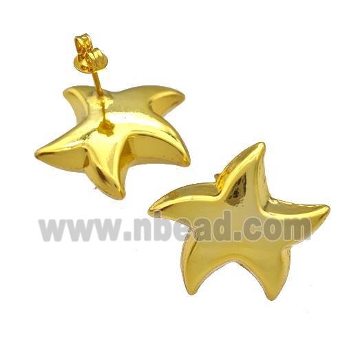 Copper Starfish Stud Earrings Gold Plated