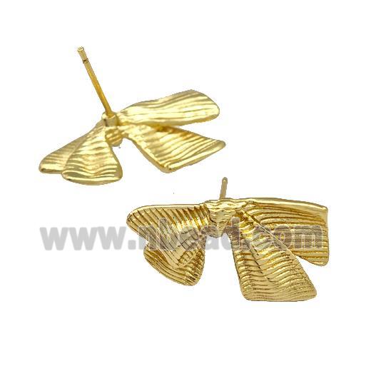 Copper Bow Stud Earrings Gold Plated