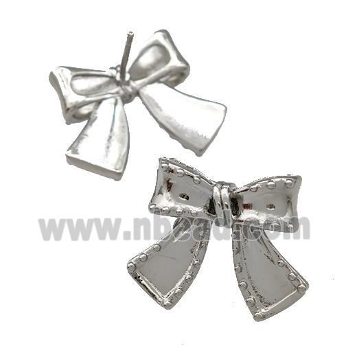 Copper Bow Stud Earrings Platinum Plated