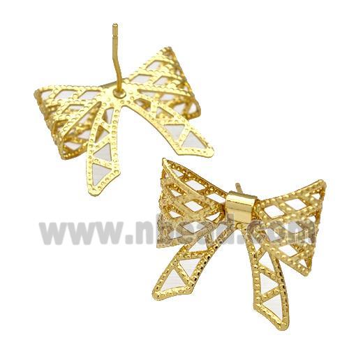 Copper Bow Stud Earrings Gold Plated