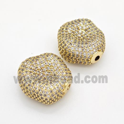 Copper Beads Micro Pave Zirconia Gold Plated