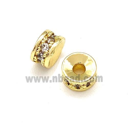 Copper Heishi Beads Pave Zirconia Gold Plated