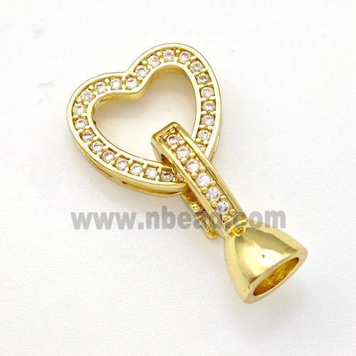 Copper Clasp Pave Zirconia Heart Gold Plated