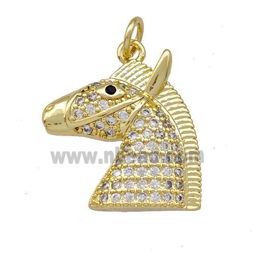 Copper Horsehead Charms Pendant Pave Zirconia Gold Plated