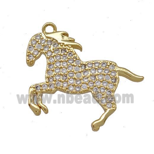 Copper Horse Pendant Pave Zirconia Gold Plated