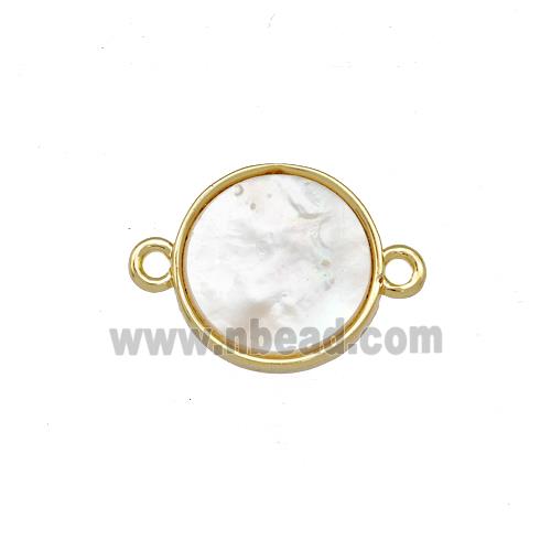 Copper Circle Connector Pave Shell Gold Plated