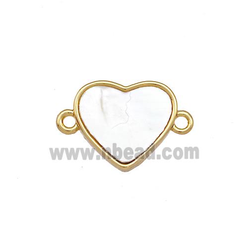Copper Heart Connector Pave Shell Gold Plated