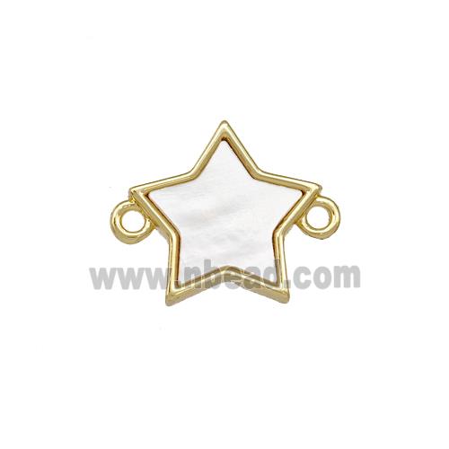 Copper Star Connector Pave Shell Gold Plated
