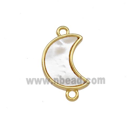 Copper Moon Connector Pave Shell 18K Gold Plated
