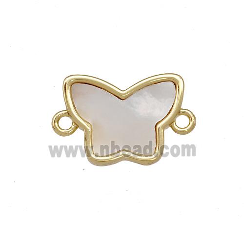 Copper Butterfly Connector Pave Shell Gold Plated