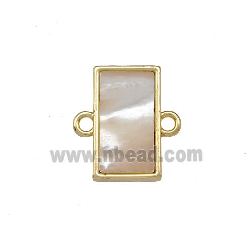 Copper Rectangle Connector Pave Shell Gold Plated