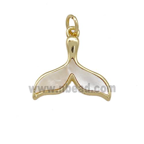 Copper Shark-tail Pendant Pave Shell Gold Plated