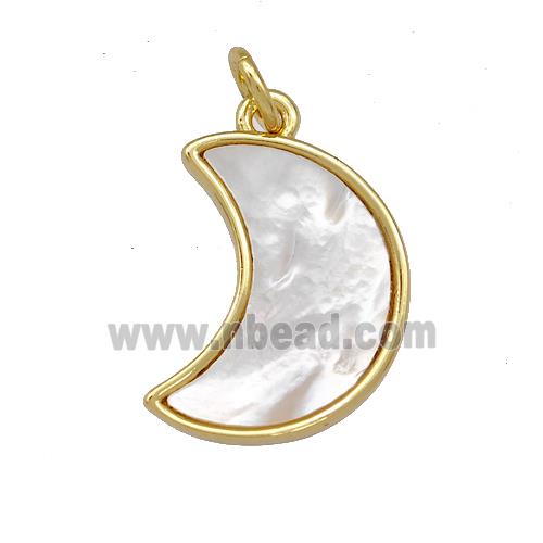 Copper Moon Pendant Pave Shell Gold Plated
