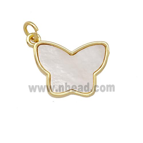 Copper Butterfly Pendant Pave Shell Gold Plated