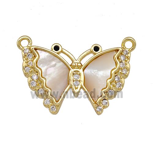 Copper Butterfly Pendant Pave Shell Zirconia 2loops 18K Gold Plated