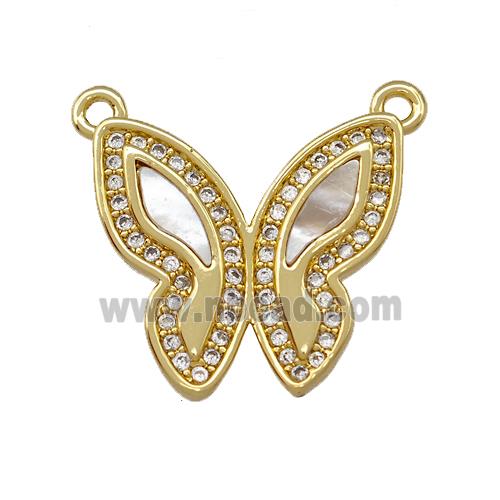 Copper Butterfly Pendant Pave Shell Zirconia 2loops 18K Gold Plated