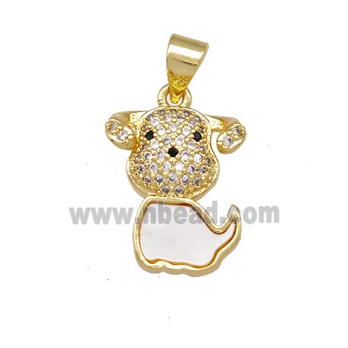Copper Calf Charms Pendant Pave Shell Zirconia Bull 18K Gold Plated
