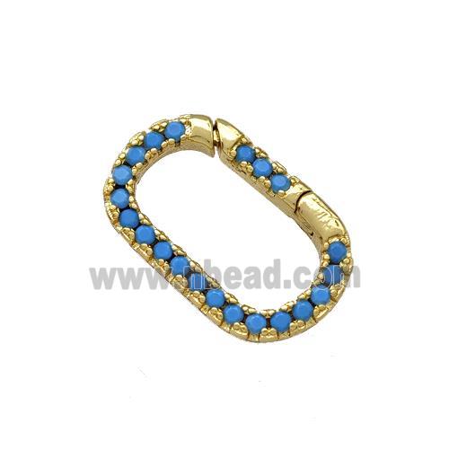 copper connector clasp pave zircon, gold plated