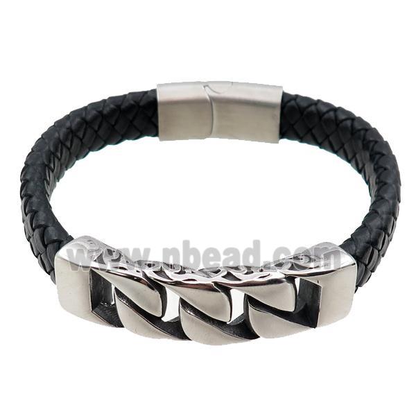 PU leather bracelet with magnetic clasp, lion