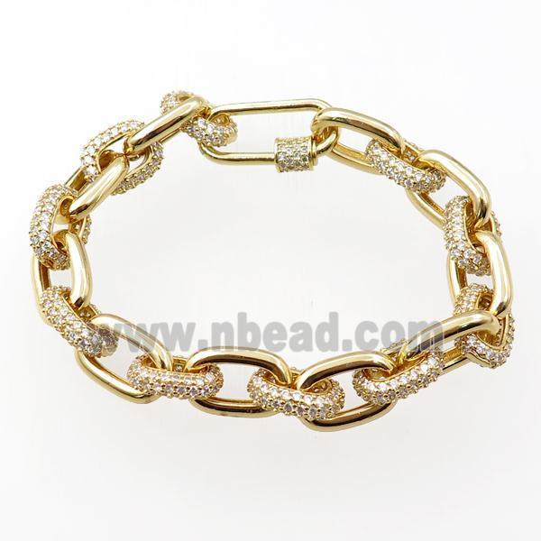copper bracelets pave zircon, gold plated