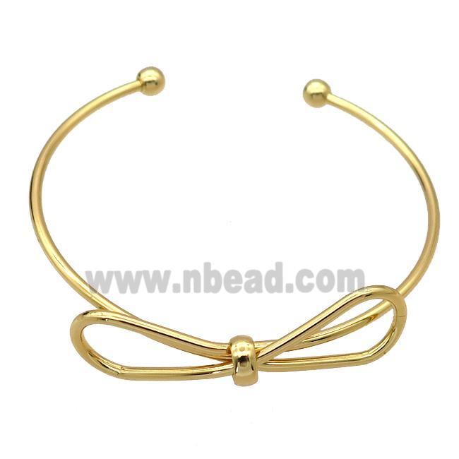 copper bangle with knot, adjustable, gold plated