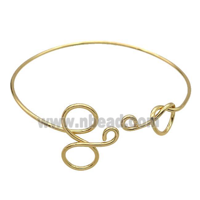 adjustable copper bangle with heart, gold plated