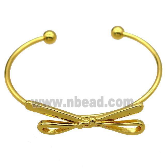 copper bangle with knot, adjustable, gold plated