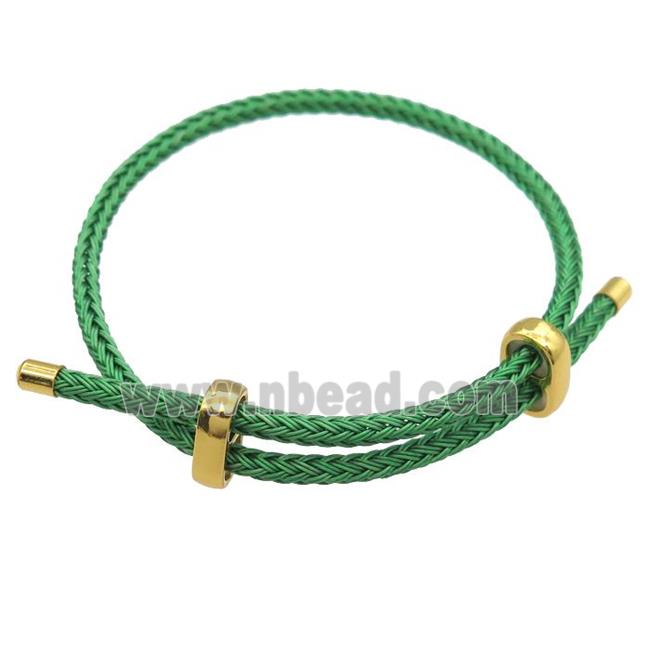 green Tiger Tail Steel Bracelet, adjustable