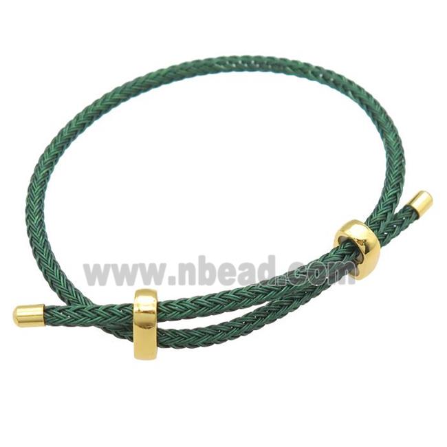 darkgreen Tiger Tail Steel Bracelet, adjustable