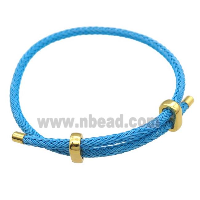 skyblue Tiger Tail Steel Bracelet, adjustable
