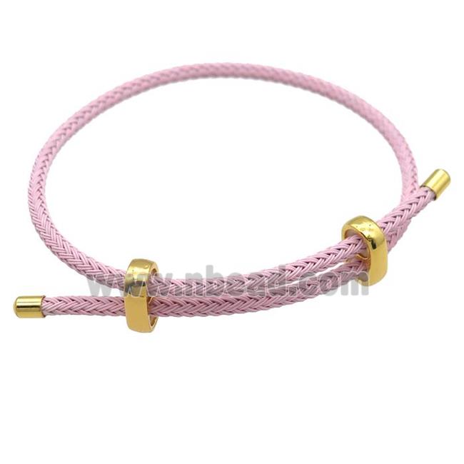lt.pink Tiger Tail Steel Bracelet, adjustable