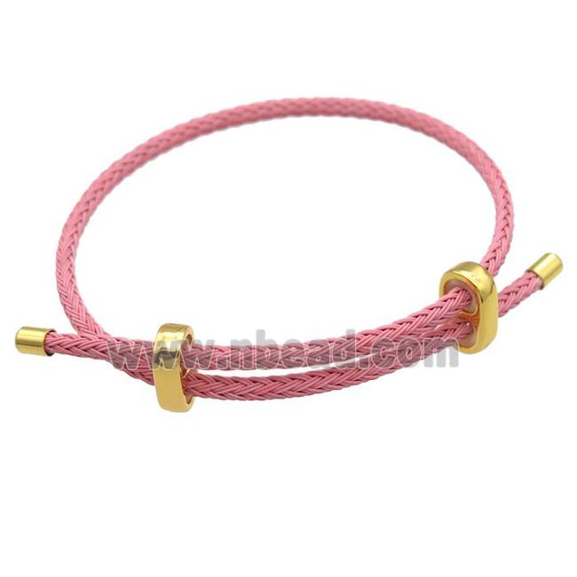 pink Tiger Tail Steel Bracelet, adjustable