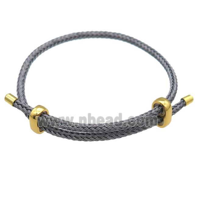gray Tiger Tail Steel Bracelet, adjustable