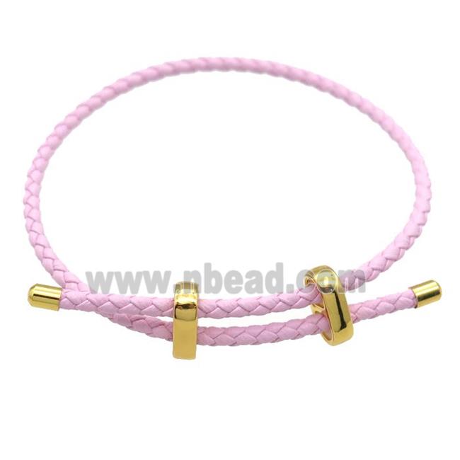 pink PU Leather Bracelet, adjustable