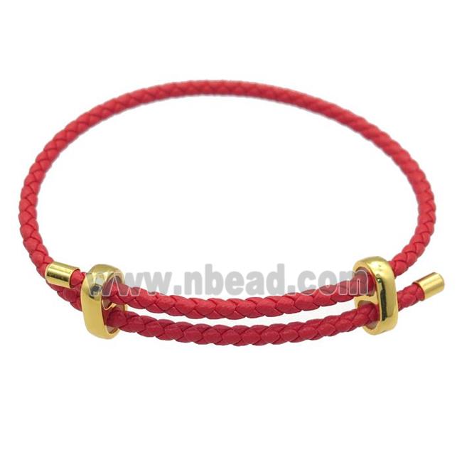 red PU Leather Bracelet, adjustable