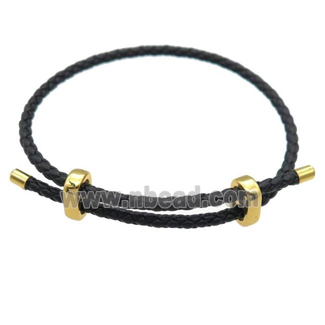 black PU Leather Bracelet, adjustable