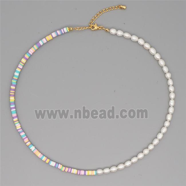 Pearl Necklace with polymer clay