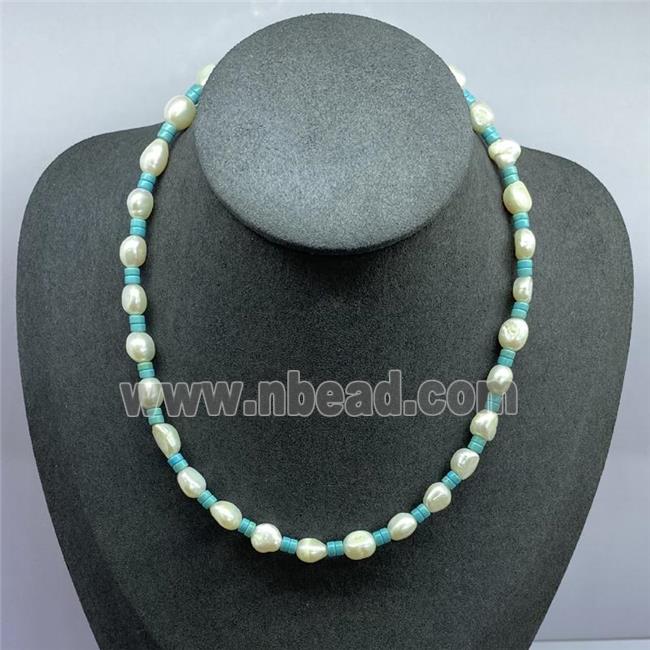 Pearl Necklace with Turquoise