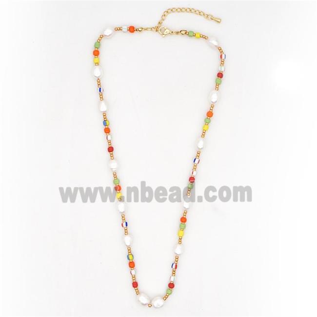 Pearl Necklace with glass seed beads