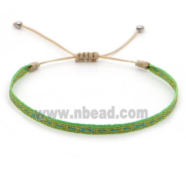 nepal style Handmade braid Bracelet, adjustable, green