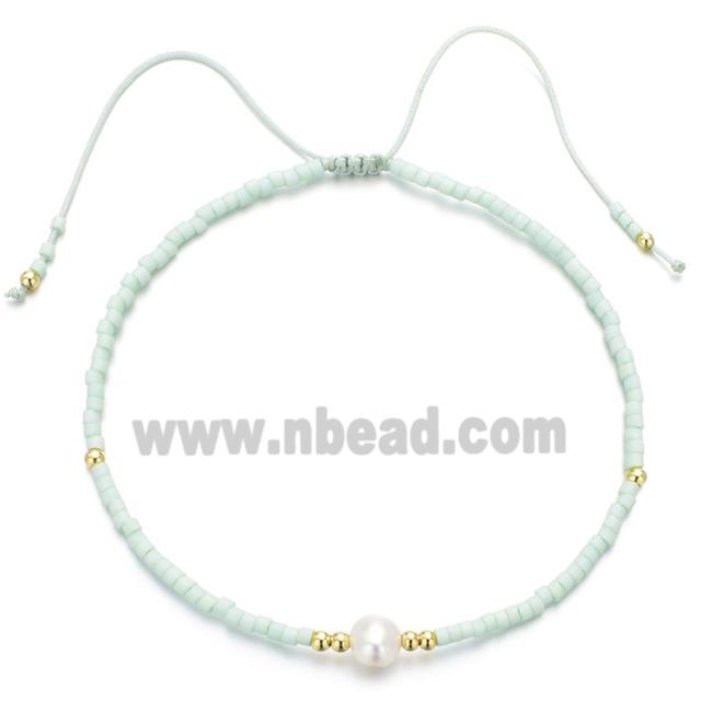 handmade miyuki glass Bracelet with Pearl, adjustable