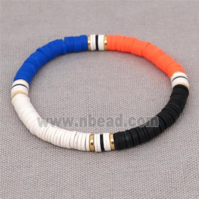 Polymer Clay Bracelet, stretchy, multicolor
