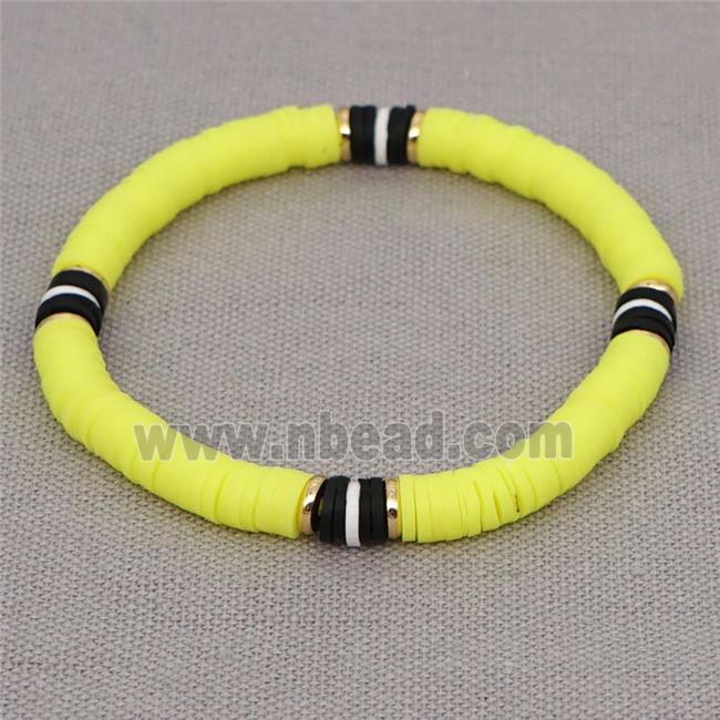 yellow Polymer Clay Bracelet, stretchy
