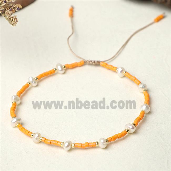 handmade miyuki seed glass Bracelet with Pearl, adjustable