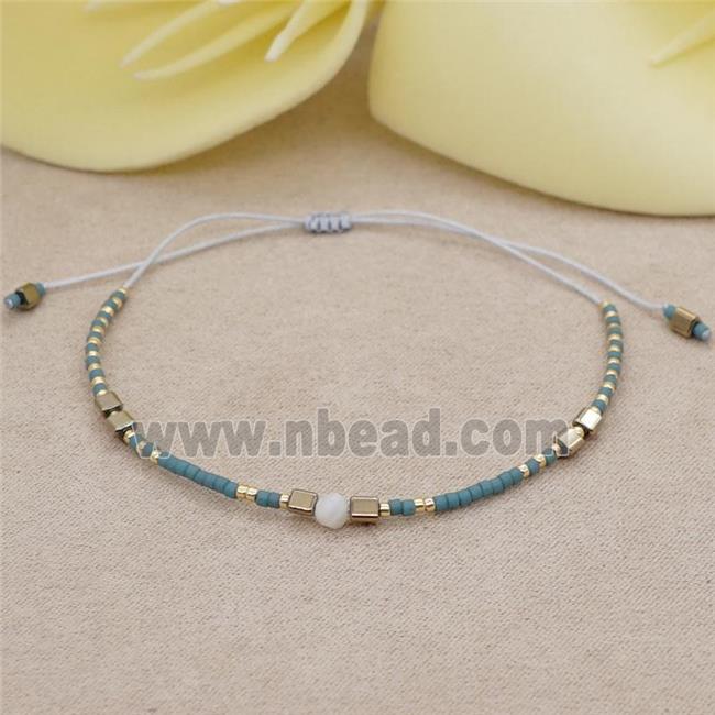 handmade miyuki glass Bracelet with gemstone, adjustable
