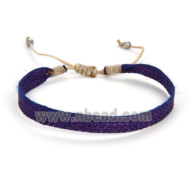 Handmade braid Bracelet, adjustable, purple